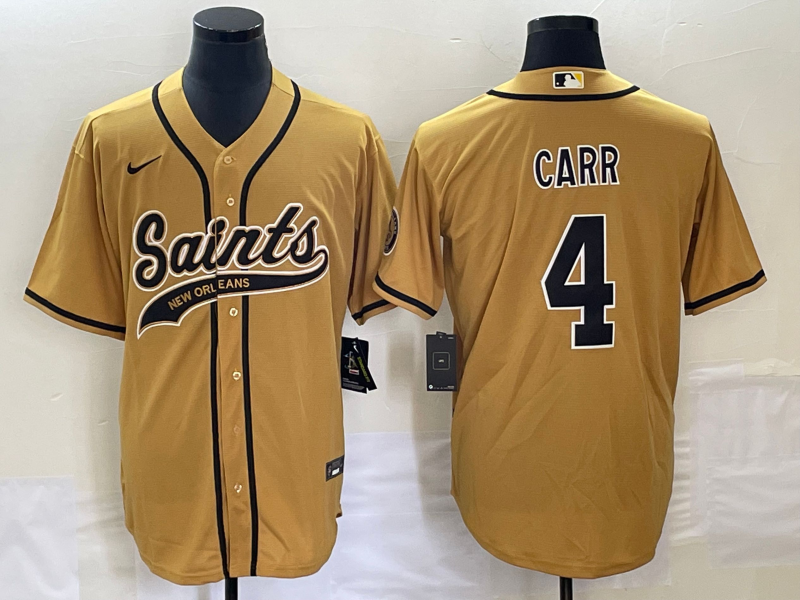 Men's New Orleans Saints Derek Carr #4 Yellow Jersey Joint Edition
